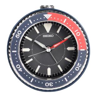 SEIKO日本精工百事圈水鬼表造型简约静音扫秒贪睡夜灯夜光小闹钟