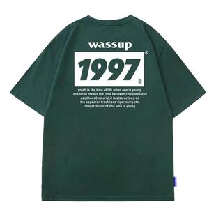 WASSUP HEODS夏季新款1997字母短袖上衣男装情侣款纯棉t恤ins潮流