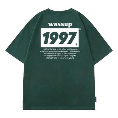 潮牌墨绿色短袖WASSUPHEODS