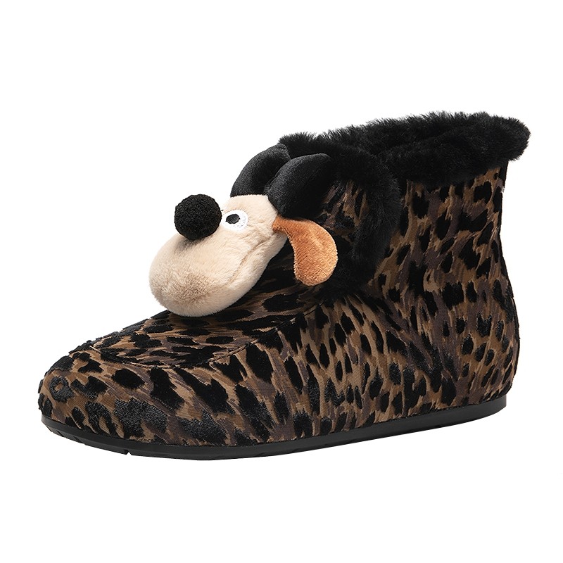 MIO米奥圣诞麋鹿雪地靴冬季可爱小鹿玩偶2025新款豹纹保暖短靴女