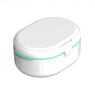 保持器清洗盒假牙浸泡牙齿矫正器双层收纳携带镜子隐形牙套清洁盒