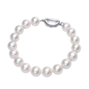 珍世缘致臻强光淡水圆珠珍珠手链女礼物简约款珍珠手饰配s925银扣