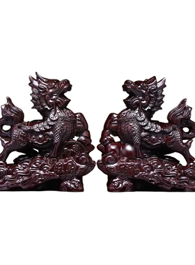 黑檀木中式麒麟摆件创意