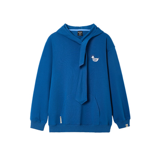 韦恩泽维尔潮牌大码连帽领带卫衣男重磅宽松加肥加大学院风8965