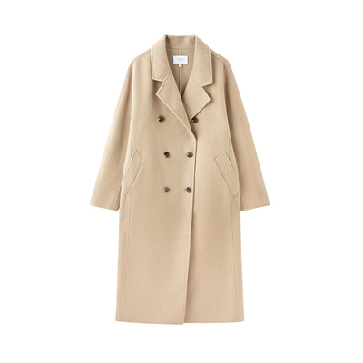 TKYSHOP全羊毛双排扣大衣外套