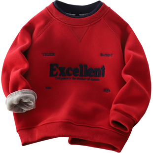 男童加厚密密绒卫衣2025冬季儿童保暖潮上衣中大童百搭洋气加绒衫