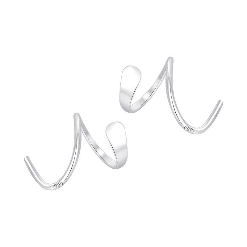 999纯银波浪螺旋耳钉女养耳洞小众设计高级耳环睡觉免摘足银耳饰