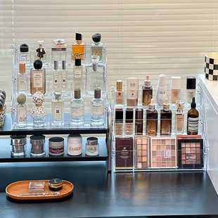 化妆品收纳盒桌面高级感阶梯置物架亚克力梳妆台眼影盘香水展示架