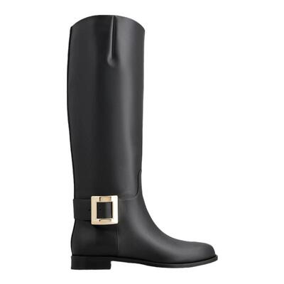 RogerVivier/罗杰维维亚女士靴子裸靴小牛皮金属搭扣皮革内底新款