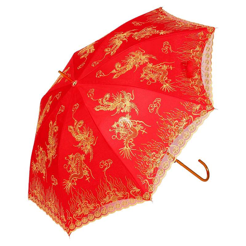 结婚红伞雨伞龙凤刺绣