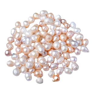 天然淡水珍珠裸珠正圆白透粉光供佛修曼扎米形散珠