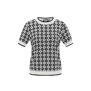 GIOVANNI VALENTINO短袖针织T恤女2025夏季新品圆领修身女士体恤