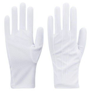 三筋白色礼仪手套文玩工作棉透气薄升旗礼仪执勤纯棉开车礼宾珠宝