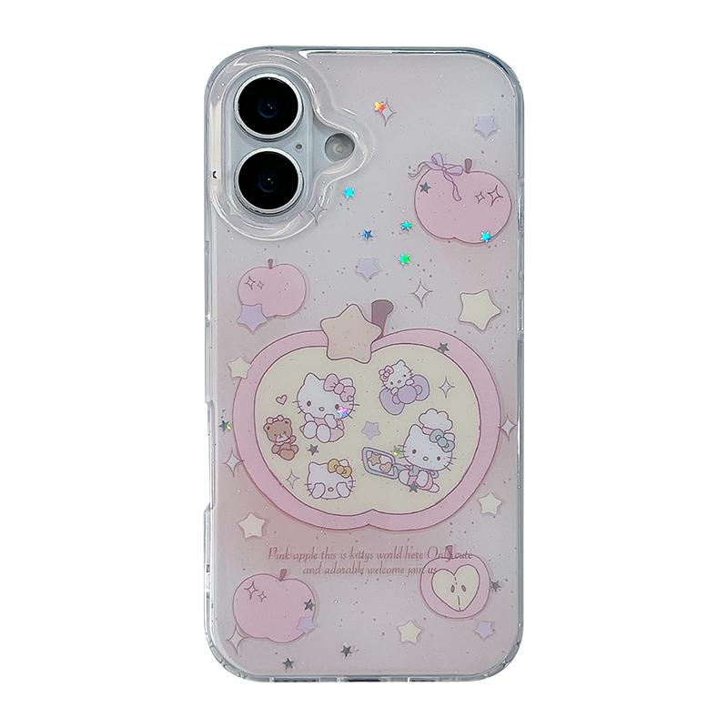 可爱粉苹果Kitty链条适用苹果手机壳iphone17promax高级感13/14卡通硅胶16Pr保护套15新款防摔全包边女款软壳