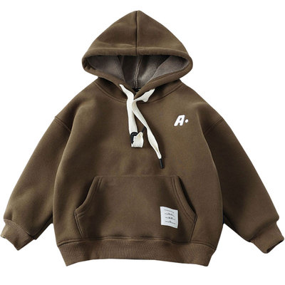 羊羔绒加厚休闲男童连帽一体绒潮