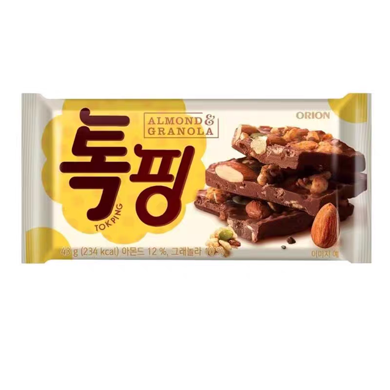 好丽友榛子扁桃仁巧克力43g韩国进口零食果仁脆牛奶可可大麦燕麦