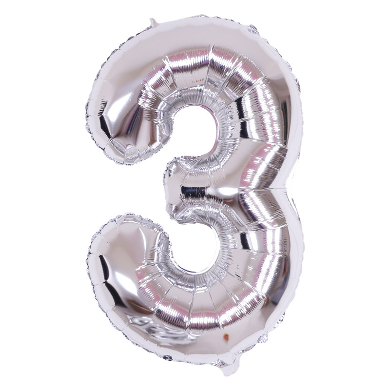 32寸银色生日数字铝膜气球百天宝宝立柱引路装饰儿童派对场景布置