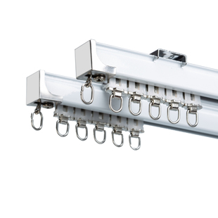 铝合金加厚窗帘轨道滑轮窗帘杆静音直轨滑轨滑道导轨单双罗马杆