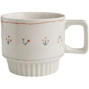 手绘樱桃马克杯 ins风复古法式手握陶瓷咖啡杯小众早餐牛奶杯水杯