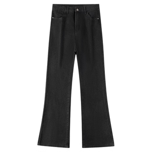 加绒加厚美式微喇牛仔裤男款秋冬季vibe直筒长裤男生弯刀喇叭裤子