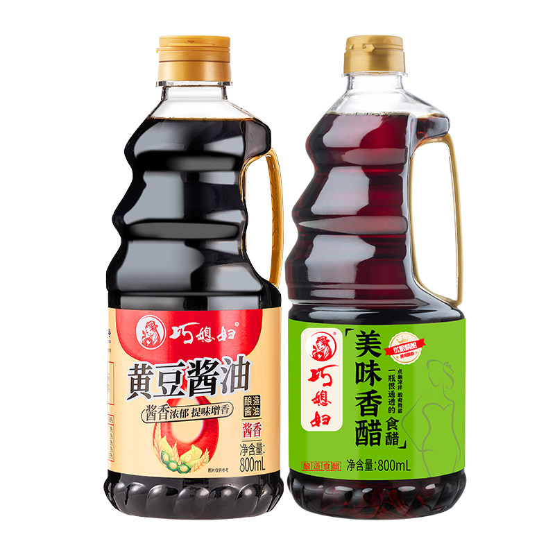 巧媳妇黄豆酱油香醋800ml凉拌调味组合家用酿造老抽料酒陈醋美味