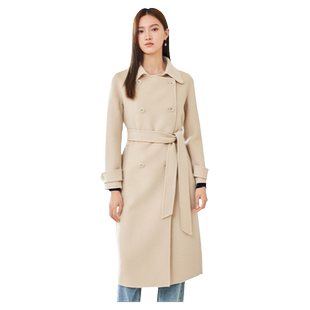 双排扣减龄显瘦学院风100纯羊毛双面呢大衣女长款2024秋冬加厚