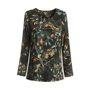 香沐兰2025年春装新款中老年女士修身长袖打底衫印花圆领打底t恤