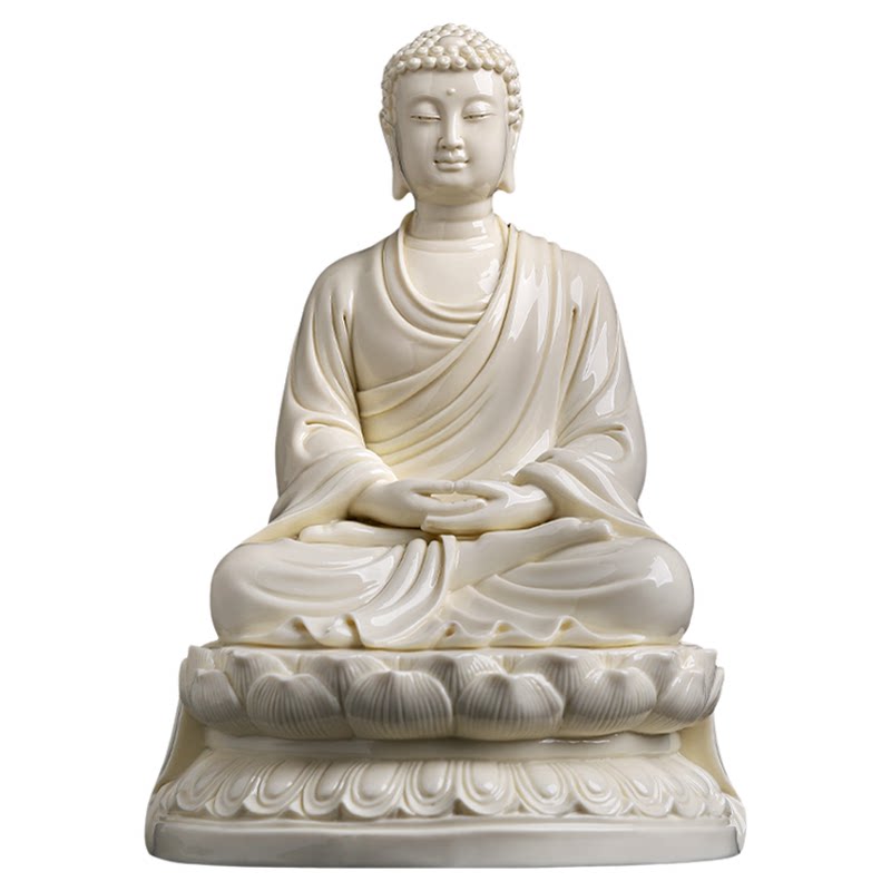 仿古瓷释迦牟尼佛如来像娑婆三圣