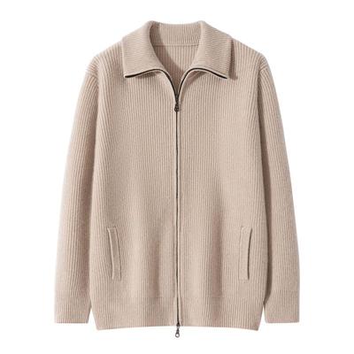 统悦加厚纯山羊绒衫男拉链外套