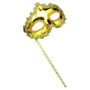 万圣节精品电镀公主带棒手持面具成人假面舞会女士面具威尼斯面具