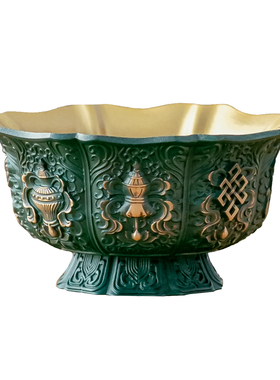 藏式供水杯供佛杯花瓣黄铜雕花