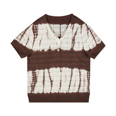 鼎成麻业亚麻针织衫扎染短袖T恤