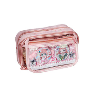 痛包笔袋送吧唧高颜值ins风透明笔袋可放吧唧小卡大容量初中女生2026新款小食量文具盒笔盒设计感小众不撞款