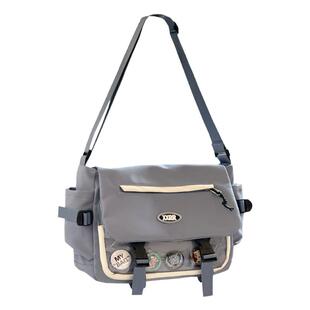 日系ins工装百搭邮差包男潮 学生党痛包上学单肩包大容量斜挎包女