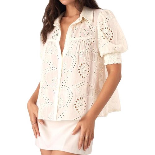 T 50736 Hollow Embroidery Blouse 镂空刺绣衬衫 欧美跨境