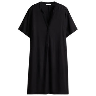 HM女装无领连衣裙冬季中式收腰立领碎花度假风裙1214786