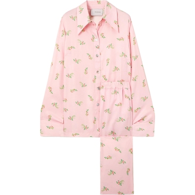 【折扣】Sleeper 女印花缎面粉色睡衣套装