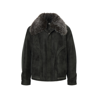 ordudiordu可拆卸毛领夹棉双面穿棉服设计感复古做旧时髦保暖外套