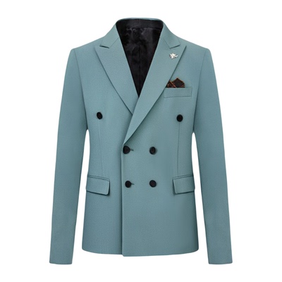 亮色双排扣西装韩版礼服西服套装