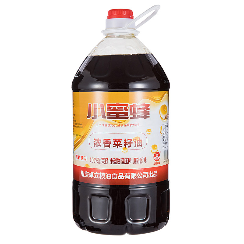 小蜜蜂浓香菜籽油5L桶9.2斤压榨