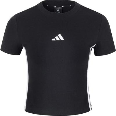 滔搏adidas阿迪达斯女子运动休闲针织短袖T恤黑色圆领上衣JY8570