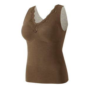 古今德绒保暖背心女2025秋冬新款暖腹羊绒蚕丝带胸垫内搭打底背心