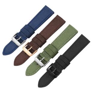 军绿色尼龙帆布手表带适配精工5号水鬼天梭速驰卡西欧汉密尔顿男