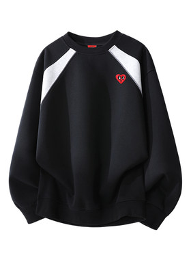 查尔斯桃心小众斜拼色圆领卫衣