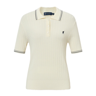 POLOWALK女式短袖针织衫2026春季新品翻领针织t恤通勤百搭上衣