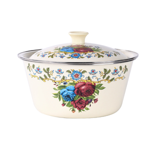 加厚搪瓷盆老式猪油盆带盖怀旧搪瓷碗大容量搪瓷汤盆厨房和面盆