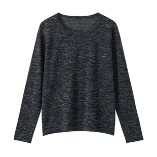 2025秋新款彩麻薄款圆领针织毛衣女短款套头宽松显瘦亚麻打底上衣