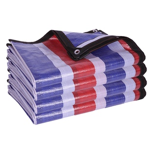 包边打孔加厚彩条布防水布防晒遮阳防雨布塑料三色布户外遮雨篷布