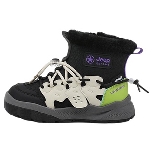 jeep儿童雪地靴加绒加厚2025新款冬季防水防滑男童靴子女童大棉鞋