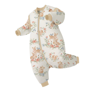 婴儿睡袋春秋薄款宝宝双层分腿恒温睡袋男女童四季通用纯棉防踢被